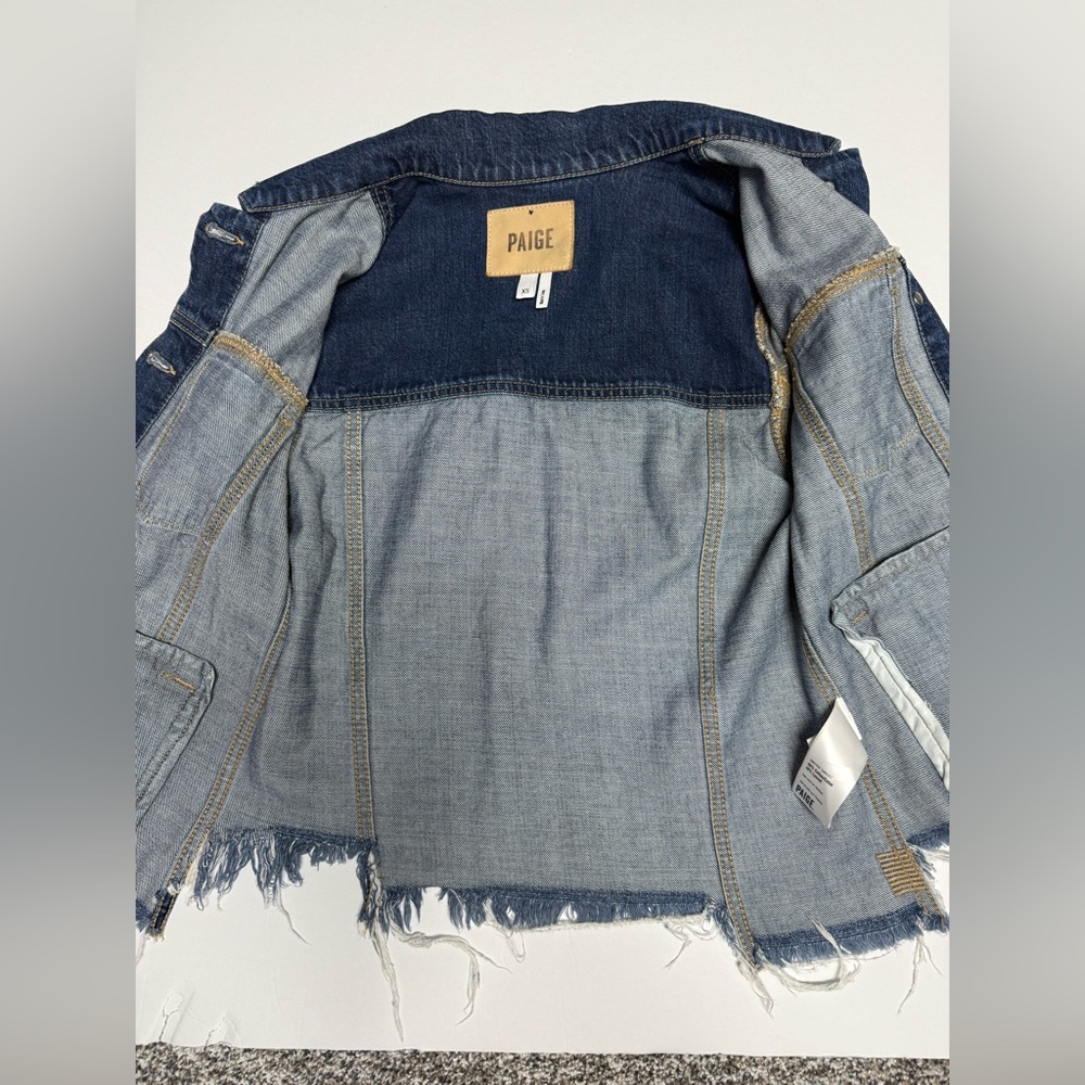 PAIGE Rowan distressed Denim Jacket XS - Picture 6 of 13